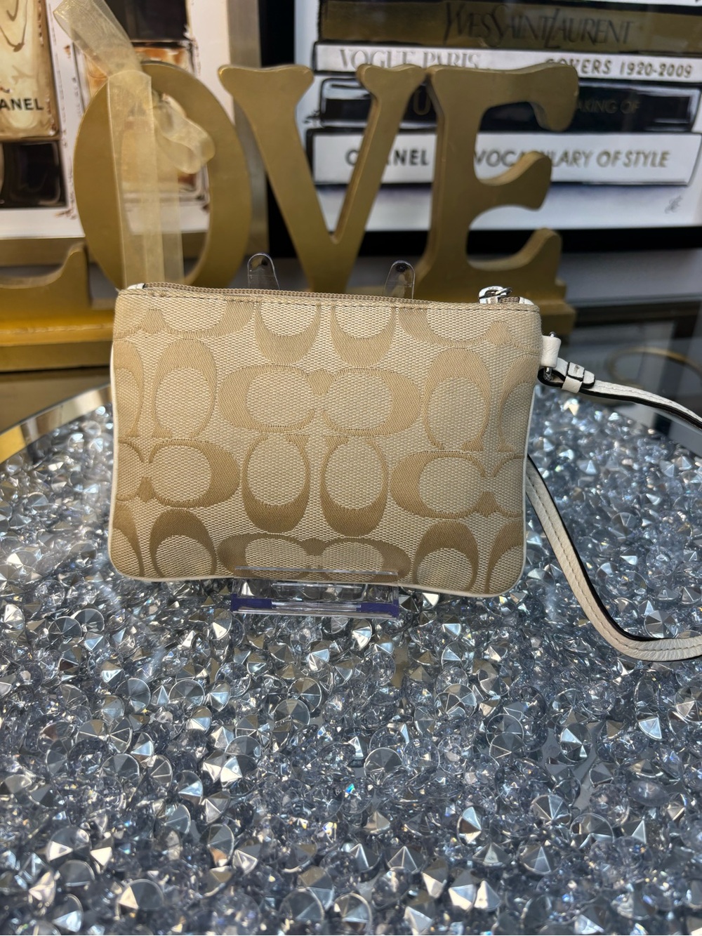 Coach Corner Zip Wristlet in Signature Canvas with Stripe EUC - Picture 3 of 9